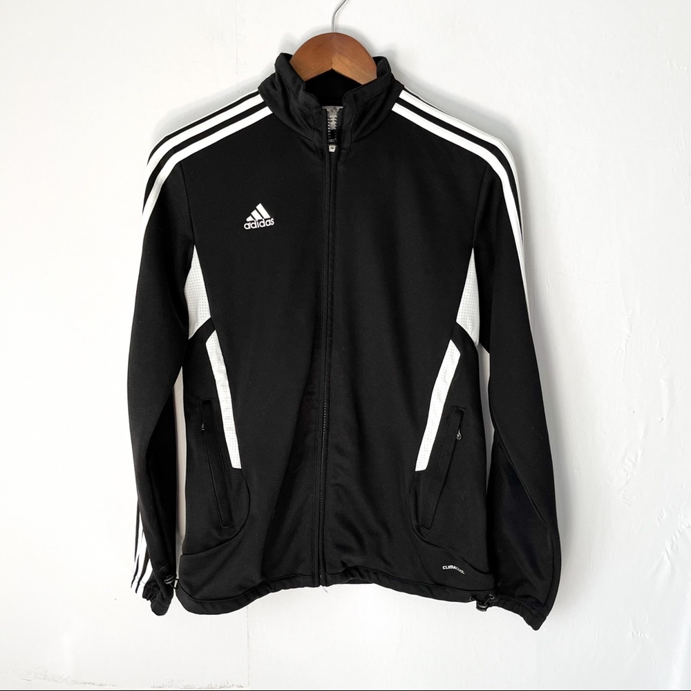 Adidas Full Zip Jacket Men Size Small Black and White